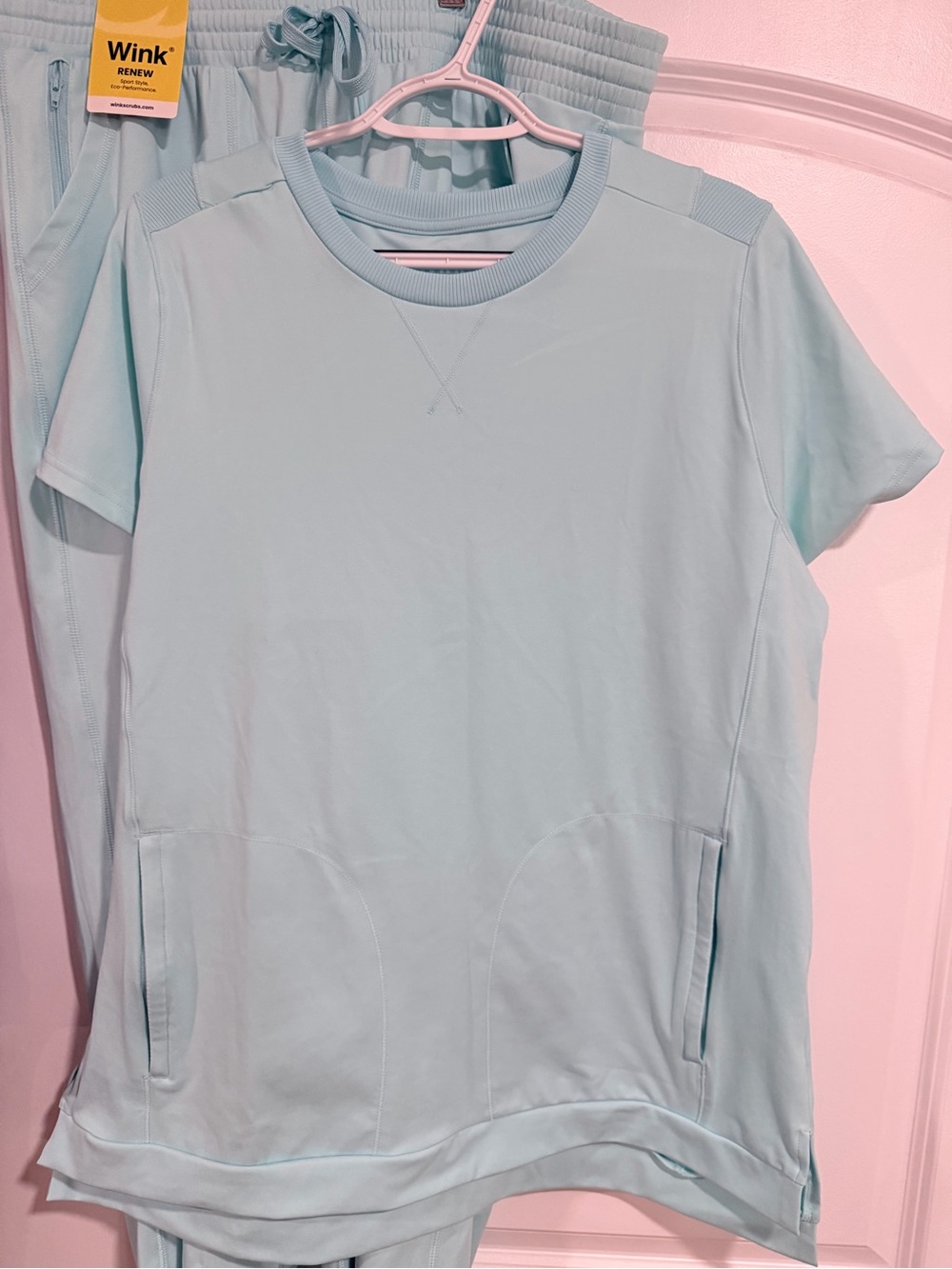 Wink Aqua Short Sleeve Tee with Front Pockets